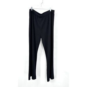 MISOOK wide leg pants elastic waist pull on knit stretchy dress black plus 2X